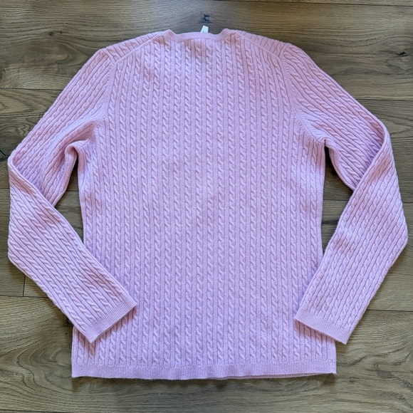 Anne Klein Pink Cashmere Cable Knit Sweater Coquette Soft Shrunken Look - Picture 2 of 8